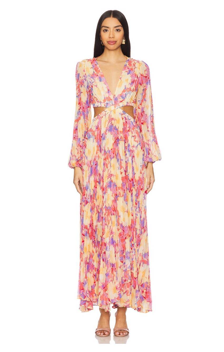 ASTR the Label Revery Floral Long Sleeve Maxi Dress Size L